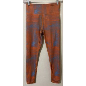 Zyia Active Women's Light N Tight Medium Leggings Orange Light Blue Geometric